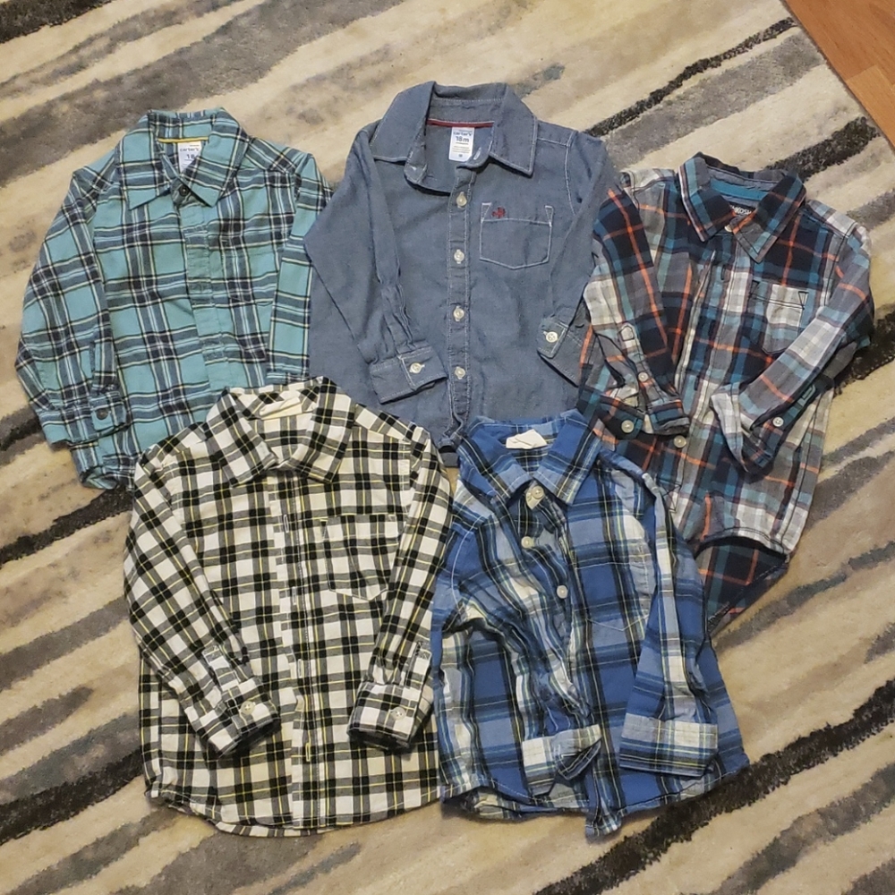 18 month boys long sleeve button downs. Lot of 5.